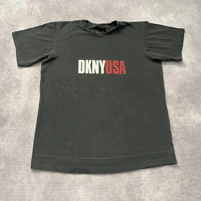 Vintage 90s DKNY Graphic Tee Shirt Size S Single Stitch Oversized Logo Black     - Image 1 of 4
