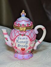 New Hinged Trinket Box Teapot Angel "You Are A Heavenly Blessing" Shelly Rasche