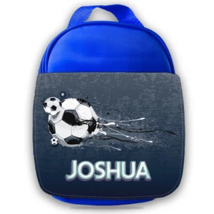 Personalised Football Kids Blue Lunch Bag Any Name Children Boys School 134 - Picture 1 of 4