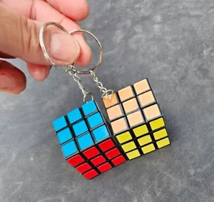 2x Magic Cube Keyring Keychain Puzzle Cube Toy Mini Party Bag Gift 3cmx3cmx3cm - Picture 1 of 4