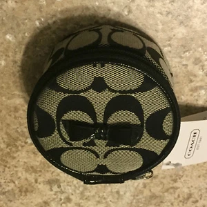 Coach Schmuck Reisetasche Etui CC Logo Signature Schleife mit Spiegel schwarz grau NEU - Bild 1 von 5