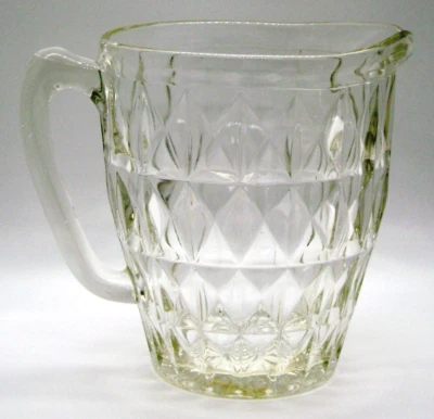 Jarra de vidrio transparente Windsor 1936 con patrón de diamante 52 oz. por Jeannette Glass Co. Foto 1 de 4
