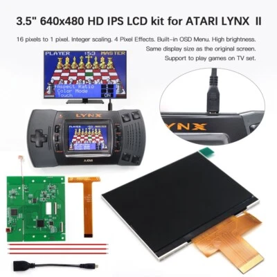 HDMI Hight Light 3.5" 640x480 Retro Pixel HD IPS LCD Screen For for ATARI LYNX Ⅱ - Image 1 of 4