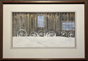 Conrad Mieschke (Kanadier) - Signiertes Aquarell - Wagenräder (1974) - Bild 1 von 5