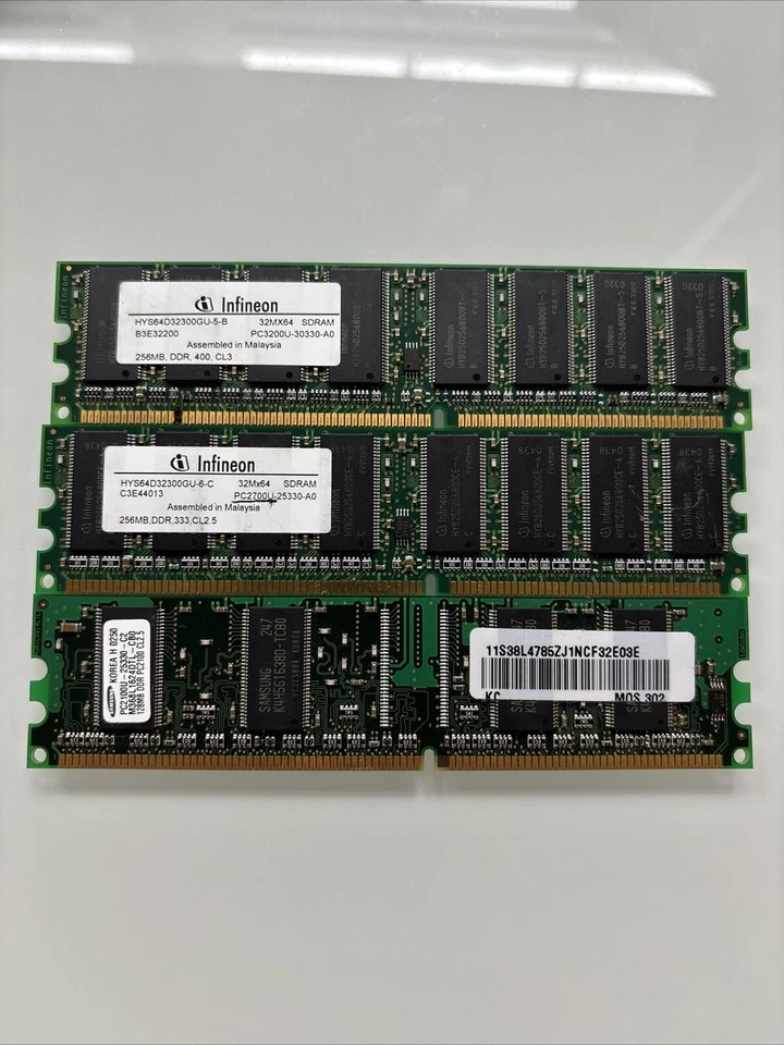 LOT Of 3 DDR Rams (1)256MB DDR-400(2)256MB DDR-333(3)128MB DDR PC2100 - Image 1 of 1