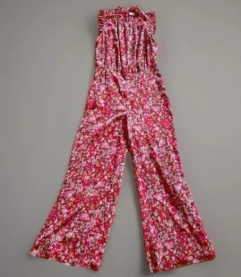 Mono Ali & Jay Rojo Floral Volantes Sin Mangas Pierna Ancha Para Mujer Talla M Foto 1 de 4