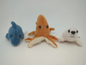 VTG '98 Galoob Set of 3 Pound Puppies Ocean 2" Octopus Dolphin Sea Lion Plush - Picture 1 of 16