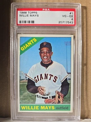 1966 Topps Willie Mays San Francisco Giants #1 PSA 4 en muy buen estado-excelente centrado 7543 Foto 1 de 2