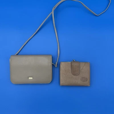 Buxton Crossbody Wallet & Sutton Bay Leather Bifold Wallet Bundle Taupe - Image 1 of 4