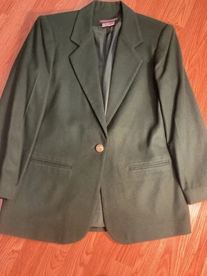 Vintage Savannah New Wool Blazer Sz.10 Green Padded Shoulders - Image 1 of 4