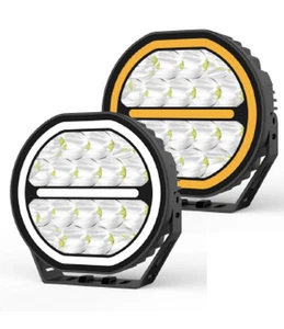 SUPALUX 7" inch 90W LED Driving Light with White & Amber DRL Spotlight Flood 4x4 - Picture 1 of 7