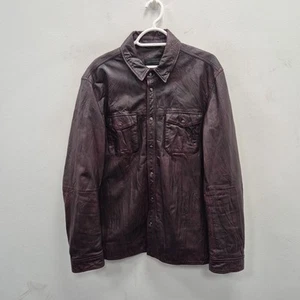John Varvatos Lionell Sheep Red Cherry Leather Overshirt Jacket Size Large - Bild 1 von 8