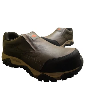 MERRELL Work Men's 9.5 Moab Safety Toe Leather Slip On Shoes Brown NWOT - Picture 1 of 9