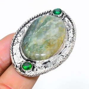 Anello gioiello in argento sterling 925 con avventurina verde, pietra prezios... - Foto 1 di 5
