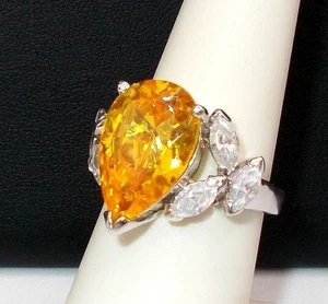 Vintage HSN QVC Designer 925 Sterling Cocktail Ring tief kanariengelber CZ Stein Größe 7 - Bild 1 von 19