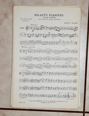 Vtg. Concert Band Sheet Music “Milady’s Pleasure” Smith & Holmes — 第 1/4 张图片