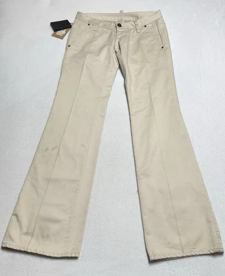 DSQUARED2 Low Rise Flare Khaki Pants Women’s 42 IT Beige Jeans Flap Pocket NWT - Image 1 of 4