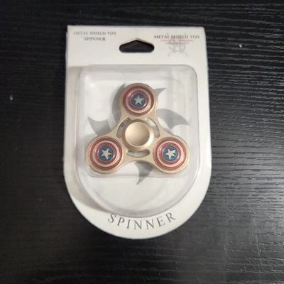 Shangshi Game Captain America Shield Fidget Spinner Gold Red Blue Tri-Spinner - Image 1 of 4
