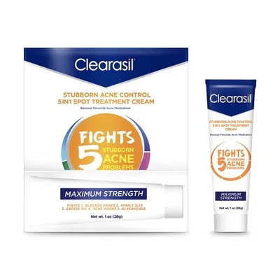 Clearasil 5 In 1 Spot Treatment Cream For Acne Control Maximum Strength 1 Ounce - Image 1 of 4