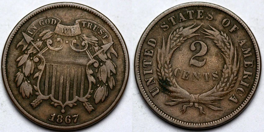 1867 Two Cent Piece - Image 1 of 1