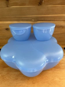 Tupperware 1 1/2 Gallon Light Blue Party Bowl & Lid & 2 Side 16oz Bowls W/ Lids - Picture 1 of 10