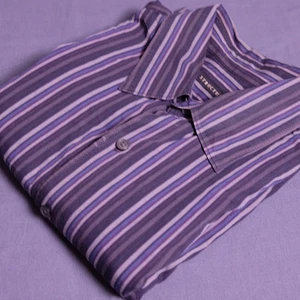 Vintage Structure Mens Large Shirt Long Sleeve Button Down Black Striped - Picture 1 of 9