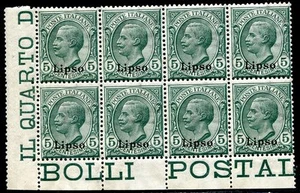 Colonie Egeo Lipso 1912 n. 2 ** blocco di 8 (m1849) - Picture 1 of 1