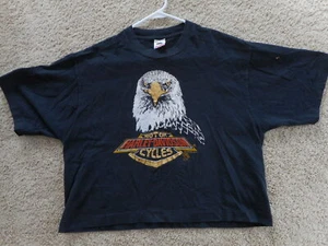 Vintage 80er Jahre ? Harley Davidson Eagle Gold Sparkle Crop Top T-Shirt Schwarz Grung - Bild 1 von 10
