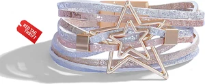 Heart Leather Bracelets for Women Stackable Layered Bangle Cuffs Boho Wrap Brace - Picture 1 of 13