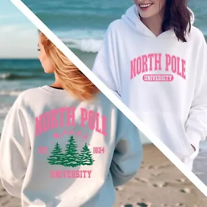 North Pole Sweatshirt, Christmas Crewneck, College Hoodie, New Year Gift - Picture 1 of 9