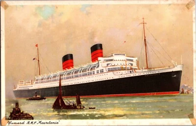 1958 Inglaterra Little Hampton Sussex Cunard Ship RMS Mauretania cubierta de postal Foto 1 de 2