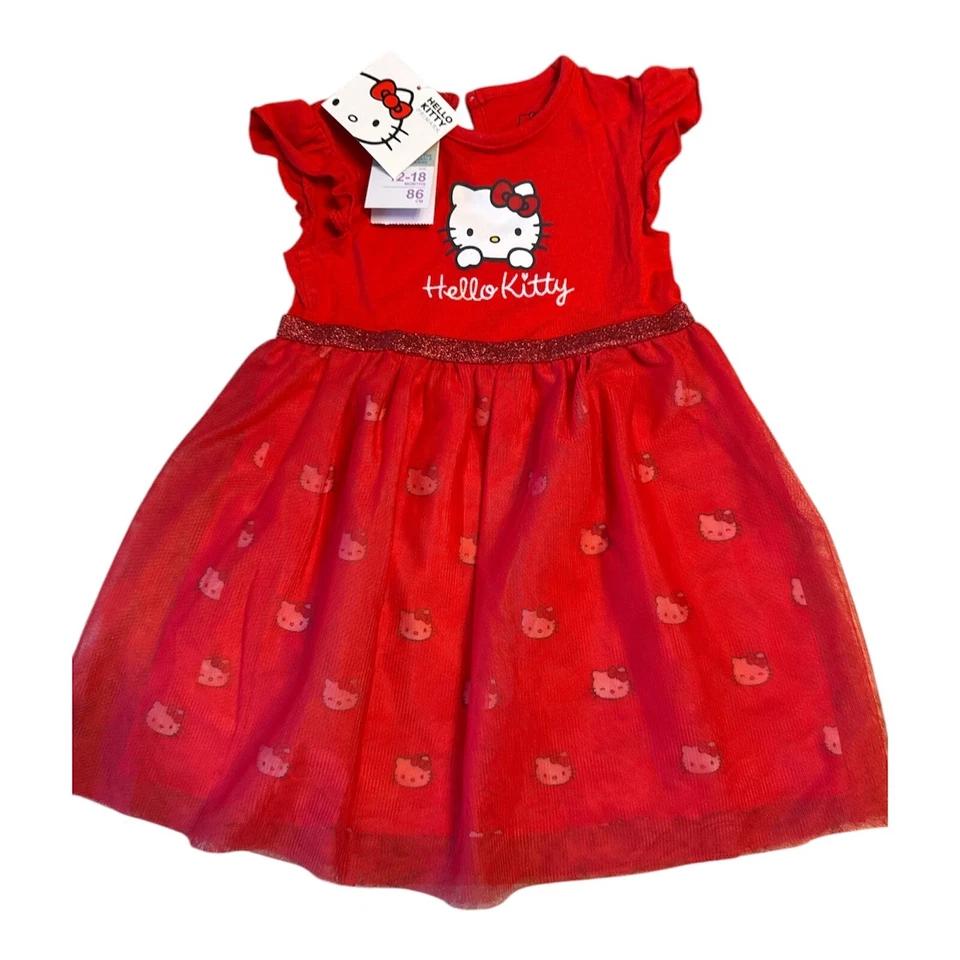 PROMO! Vestito Abito Neonata Hello Kitty Rosso 12-18M / 86 cm - Imagen 1 de 3