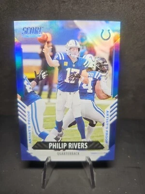 2021 SCORE FOOTBALL PHILIP RIVERS BLUE FOIL ARTIST'S PROOF #163 06/35 - Image 1 of 2