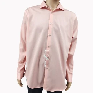Calvin Klein Pink Non-Iron Slim Fit Dress Shirt Stretch Collar Mens 17.5 34/35 - Picture 1 of 11