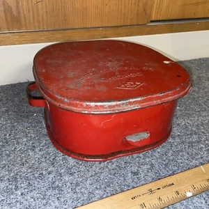 Small Vintage Protectoseal 1423A Auto Garage Shop Oil Rag Waste Can Red - Picture 1 of 5