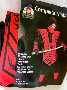 NINJA 10-piece Costume Outfit Youth MEDIUM 8-10 Halloween NEW Complete - Picture 1 of 3