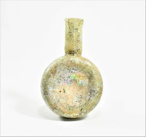 ANCIENT LATE ROMAN LENTOID SHAPED GLASS FLASK - Picture 1 of 6