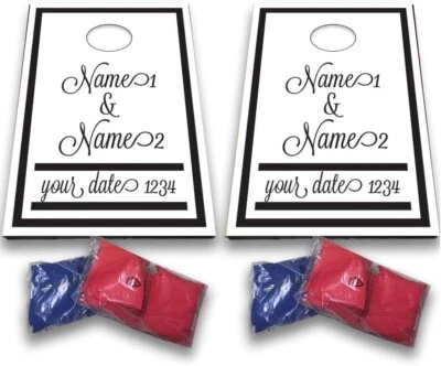 Bolsa Cornhole de Boda Personalizada Juego de Lanzamiento Boda Personalizada Cornhole Blanco y Negro Foto 1 de 4