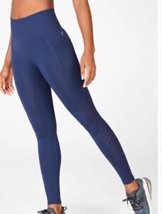 Women’s Fabletics Sync High-Waisted Perforated 7/8 Leggings Navy Blue - Size XL