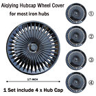 Set of 4 Wheel Cover Black Universal Hubcap Fits Most Cars Snap-On { 17 Inch }