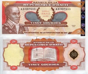 HAITI P-271Aa 20 Gourdes Banknote 2001 Bicentennial Commemorative - Crisp UNC!! - Picture 1 of 1
