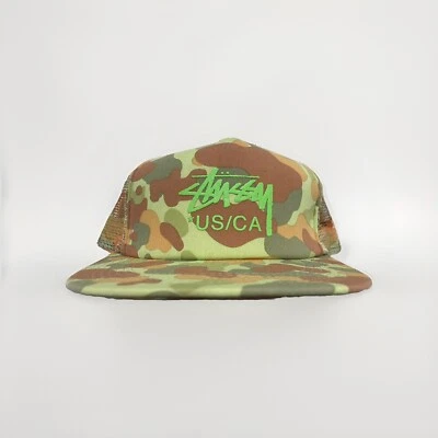 Rare Vintage Stussy Camo Trucker Cap Hat Snapback One Size Fits All - Image 1 of 4