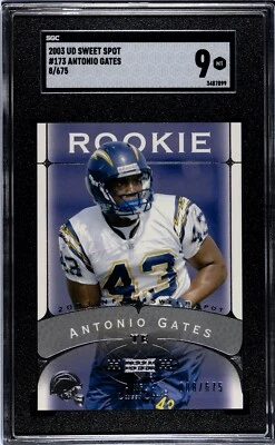 2003 UPPER DECK SWEET SPOT ANTONIO GATES ROOKIE, #173, SERIAL# GRADED SGC MINT 9 - Image 1 of 2