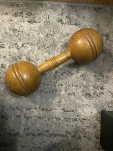 Antigua barra grande de madera pesas madera 11" mancuerna aprox. 1 lb cada uno - Imagen 1 de 3