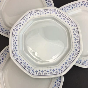 4 Tognana Italy Dessert Salad Plates 7 1/4" Blue Rim Octagon Italian Porcelain - Picture 1 of 9