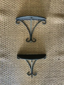 Pair of iron wall brackets-semi circles-black-13wx10.2hx6d - Picture 1 of 5