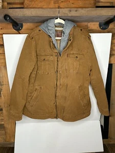 Levi's Mens Brown Sherpa Field Chore Coat Jacket Removable Hood XXL 2XL - Picture 1 of 7