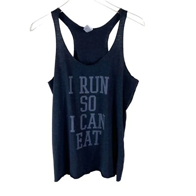 Camiseta sin mangas para mujer Chin Up Next Level Apparel I Run So I Can Eat negra talla XL Foto 1 de 4