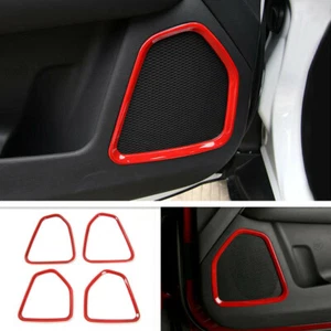 Fit For 2017-2021 Jeep Compass ABS Red Interior Door Speaker Decor Cover Trim 4P - Picture 1 of 8