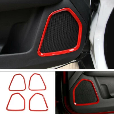 Fit For 2017-2021 Jeep Compass ABS Red Interior Door Speaker Decor Cover Trim 4P - Image 1 of 4